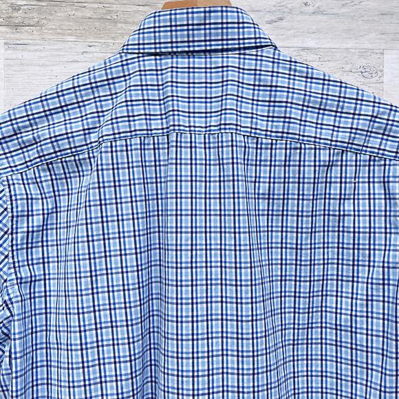 Vineyard Vines Classic Fit Cooper Shirt Blue Plaid Spread Collar Mens Medium - Picture 4 of 5